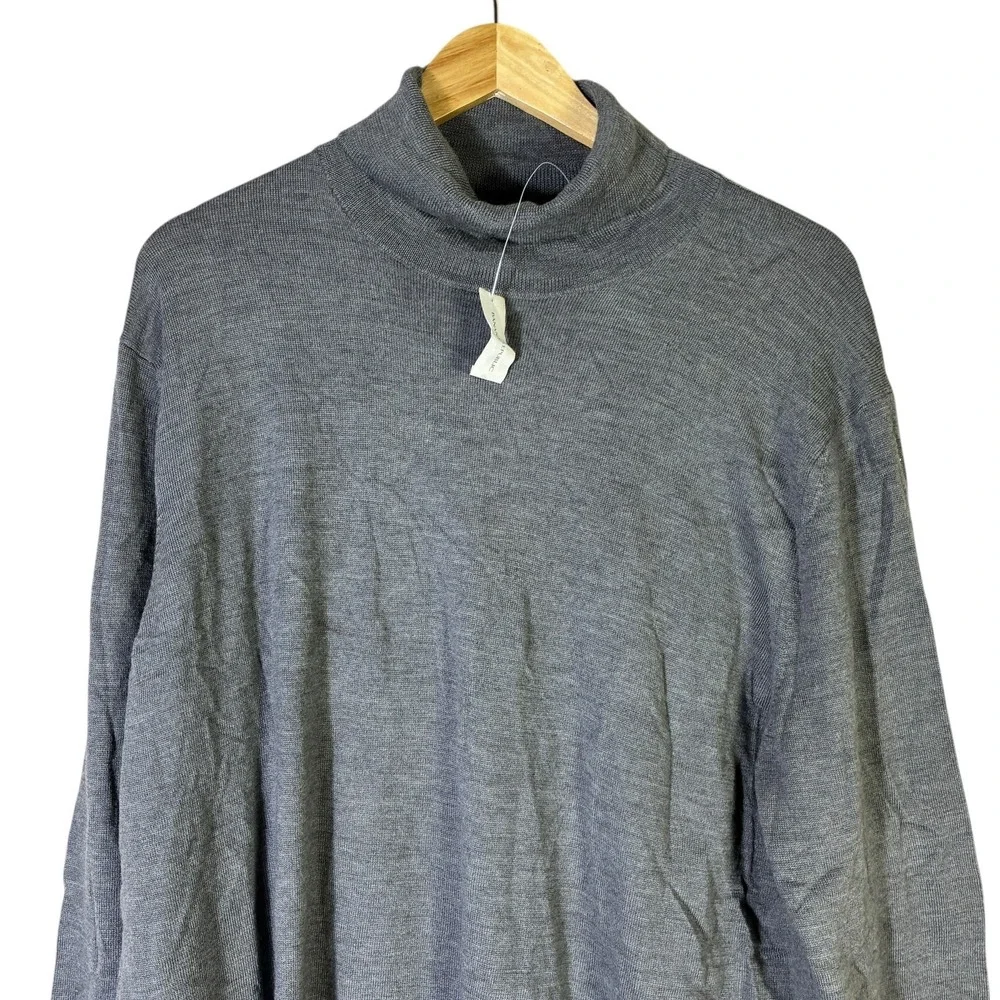 NWT Banana Republic Italian Merino Solid Turtleneck Sweater Grey Classic SizeXXL